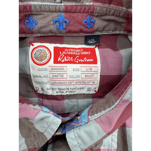 Robert Graham The Freshly Laundered Button Up Red Long Sleeve Shirt-Mens Large - Picture 3 of 8